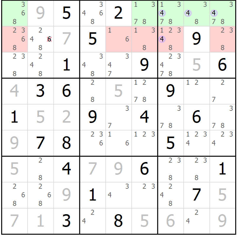 Position des candidats pour la solution de la Gr 84 page 87 du magazine de sudoku Suprême n° 027