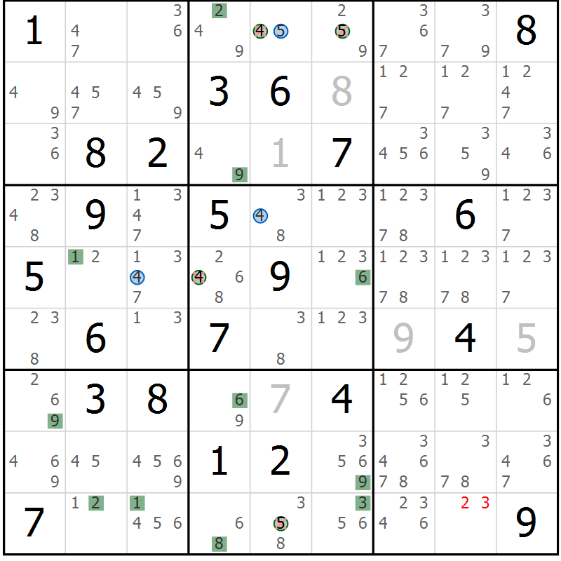 Position des candidats pour la solution de la Gr 10 page 13 du magazine de sudoku Suprême n° 027
