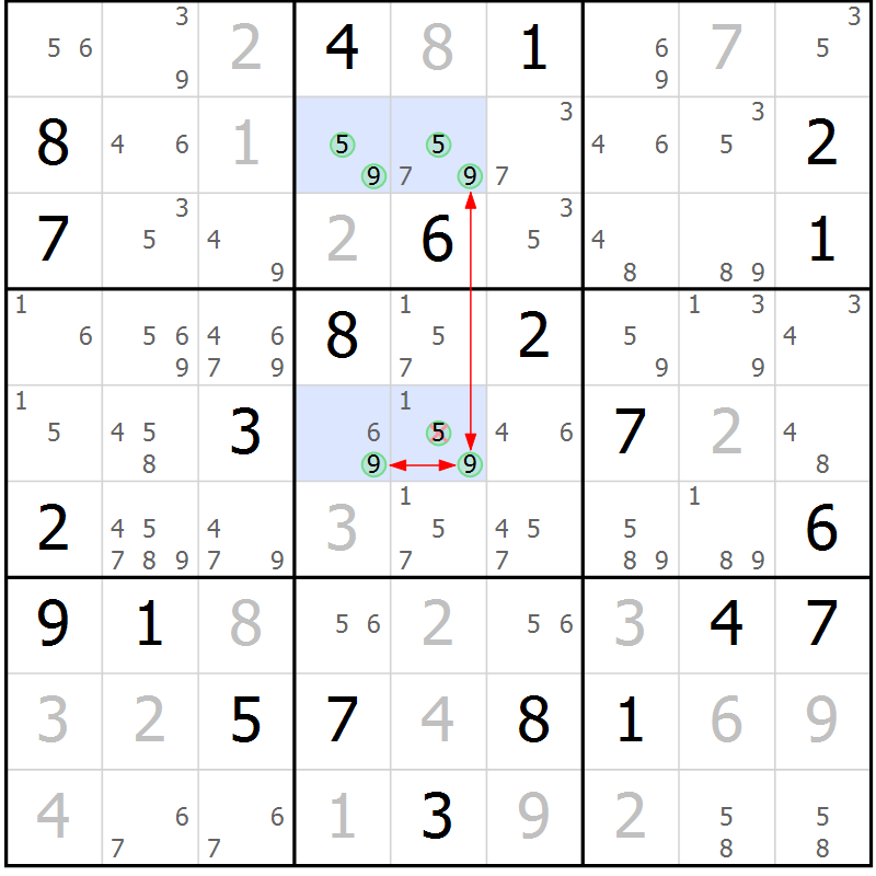 Position des candidats pour la solution de la Gr 11 page 14 du magazine de sudoku Suprême n° 027