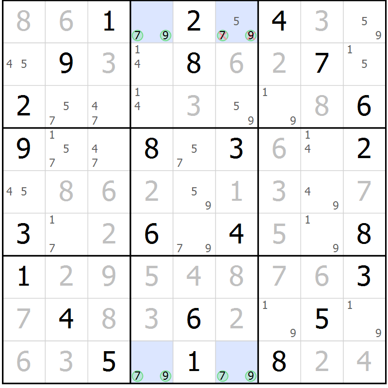 Position des candidats pour la solution de la Gr 34 page 37 du magazine de sudoku Suprême n° 027