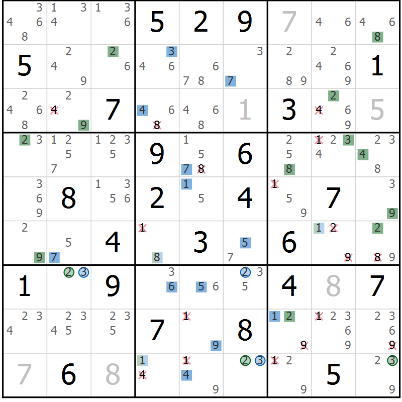 Position des candidats pour la solution de la Gr 37 page 40 du magazine de sudoku Suprême n° 027