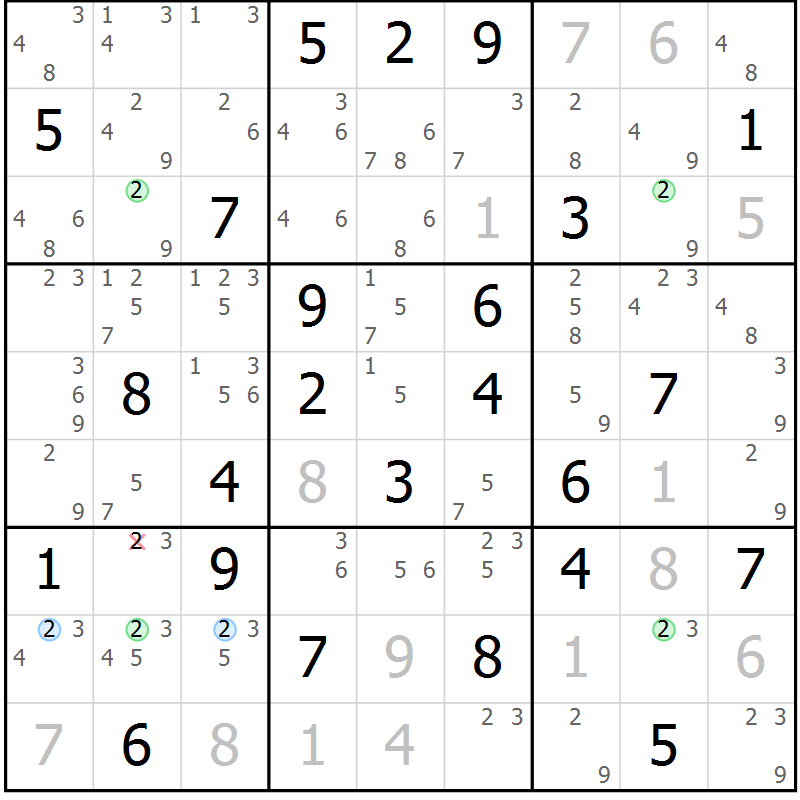 Position des candidats pour la solution de la Gr 37 page 40 du magazine de sudoku Suprême n° 027