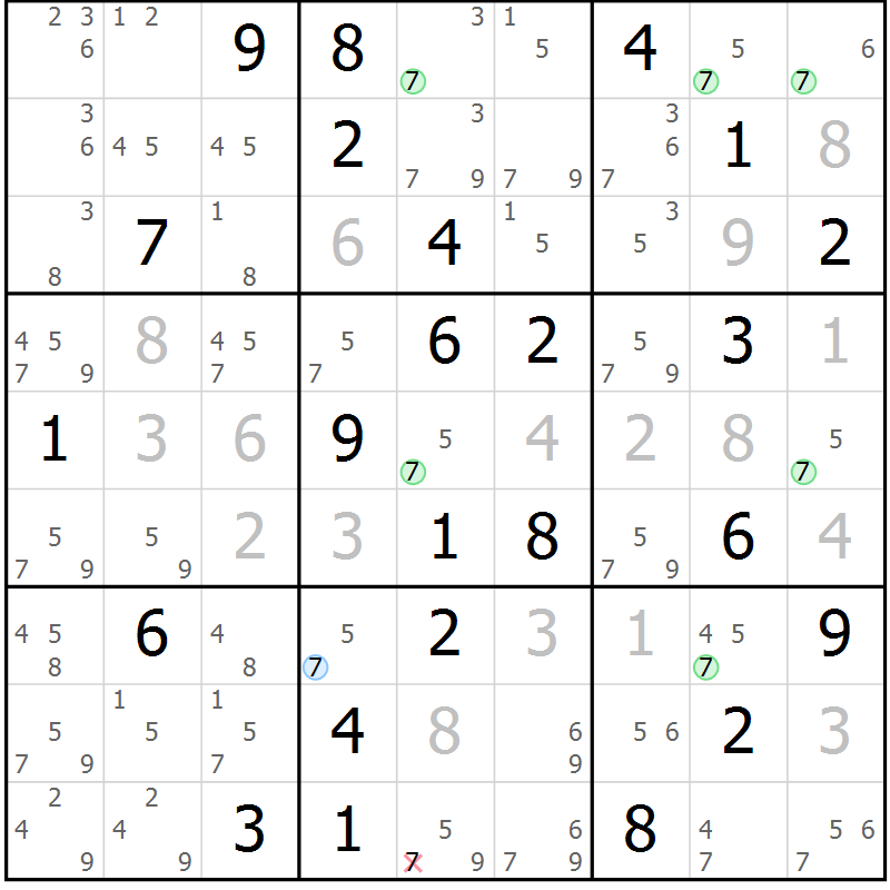 Position des candidats pour la solution de la Gr 40 page 43 du magazine de sudoku Suprême n° 027