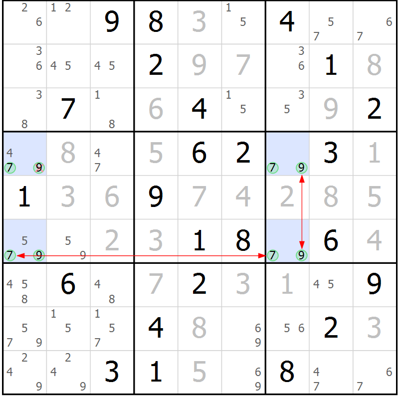 Position des candidats pour la solution de la Gr 40 page 43 du magazine de sudoku Suprême n° 027