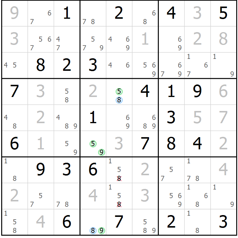 Position des candidats pour la solution de la Gr 41 page 44 du magazine de sudoku Suprême n° 027