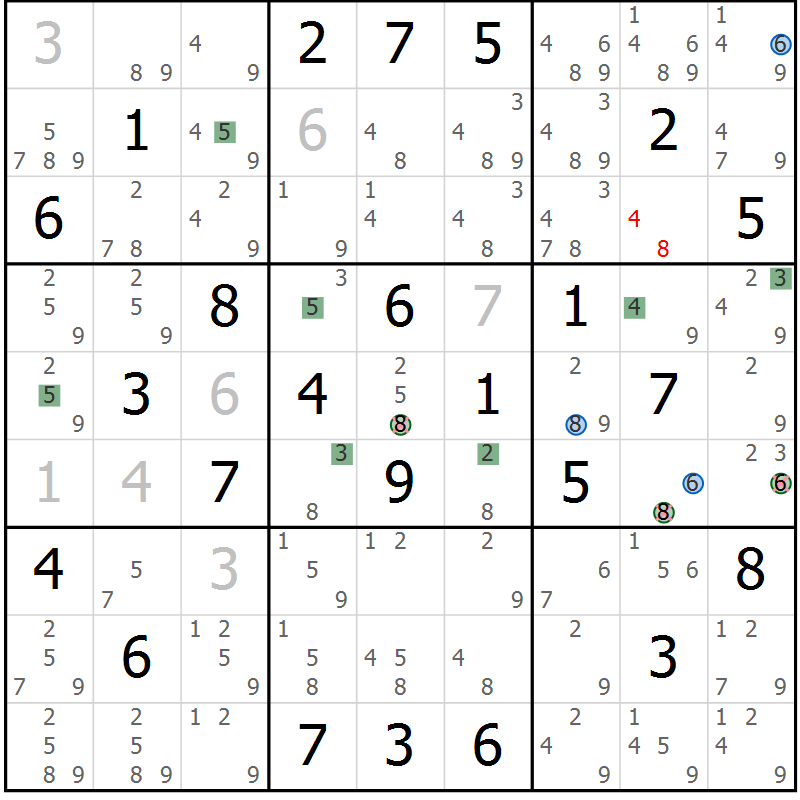 Position des candidats pour la solution de la Gr 47 page 50 du magazine de sudoku Suprême n° 027