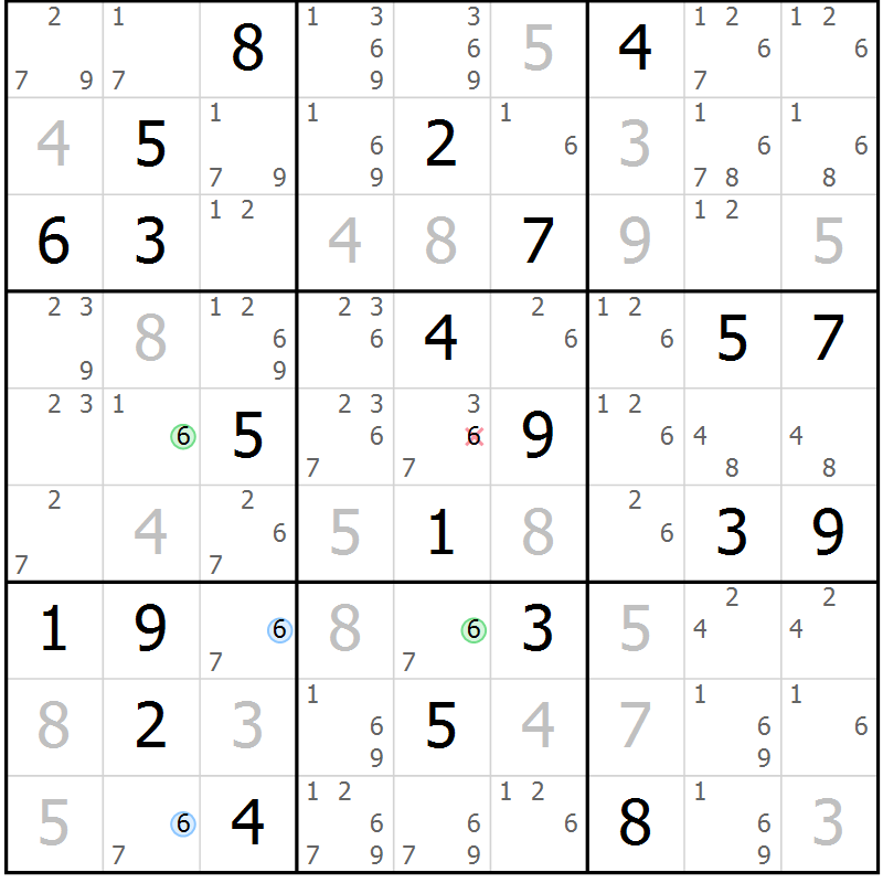 Position des candidats pour la solution de la Gr 49 page 52 du magazine de sudoku Suprême n° 027