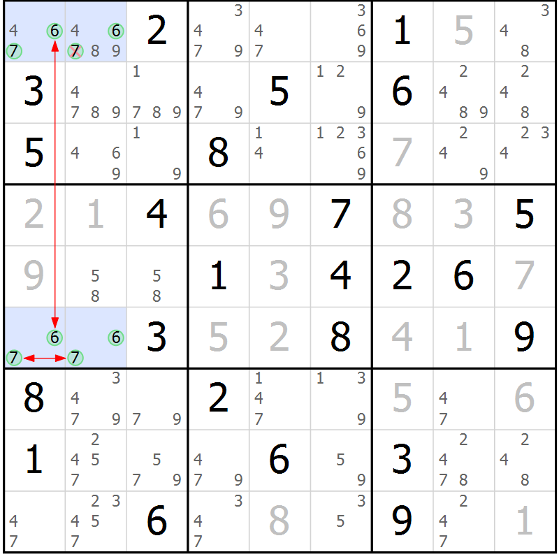Position des candidats pour la solution de la Gr 53 page 56 du magazine de sudoku Suprême n° 027