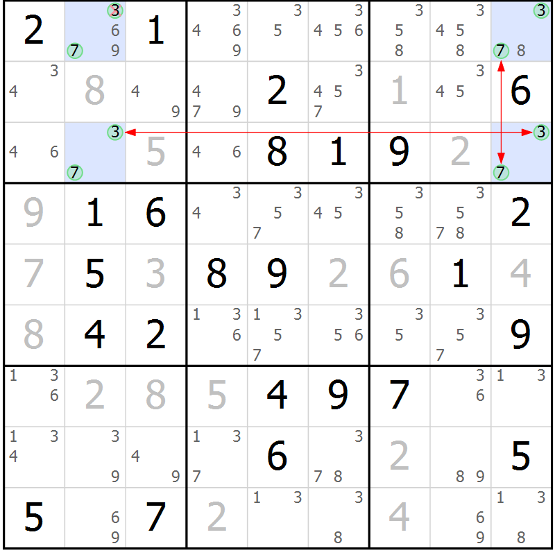 Position des candidats pour la solution de la Gr 56 page 59 du magazine de sudoku Suprême n° 027
