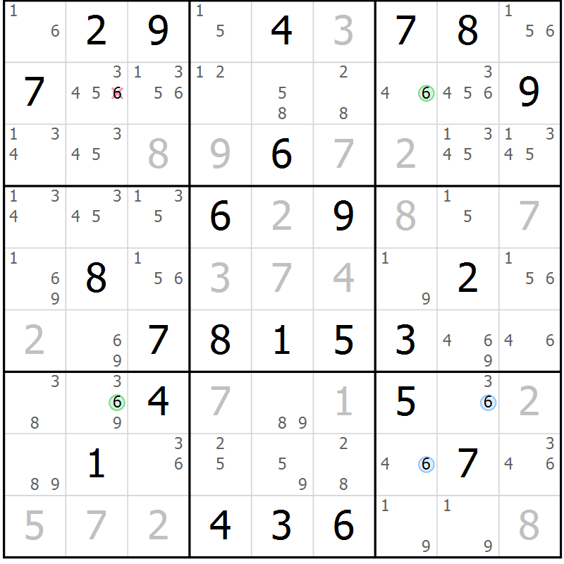 Position des candidats pour la solution de la Gr 69 page 72 du magazine de sudoku Suprême n° 027