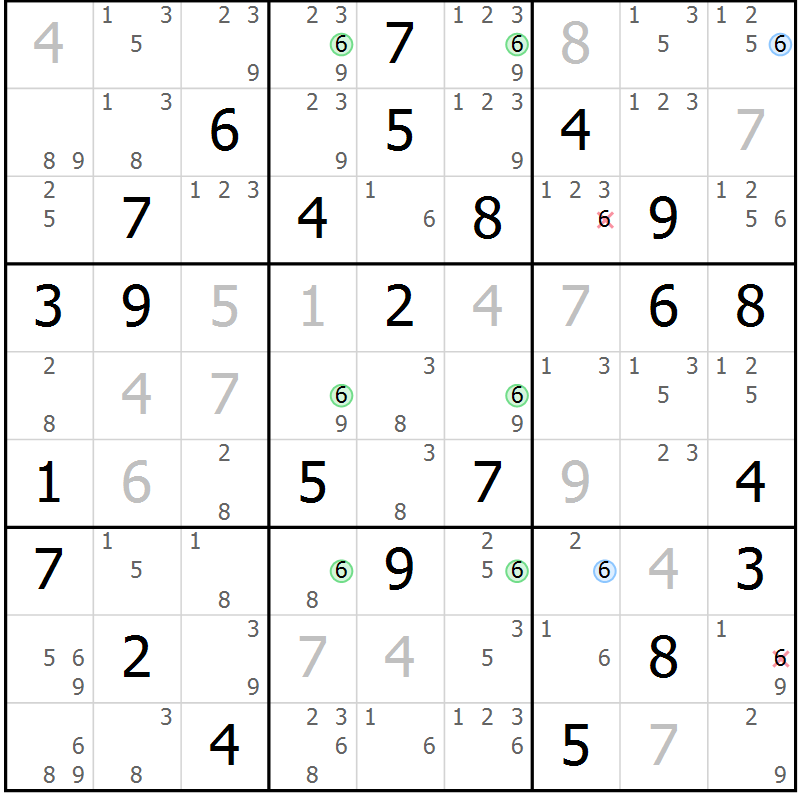 Position des candidats pour la solution de la Gr 71 page 74 du magazine de sudoku Suprême n° 027