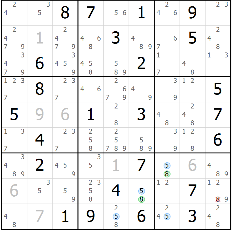 Position des candidats pour la solution de la Gr 76 page 79 du magazine de sudoku Suprême n° 027