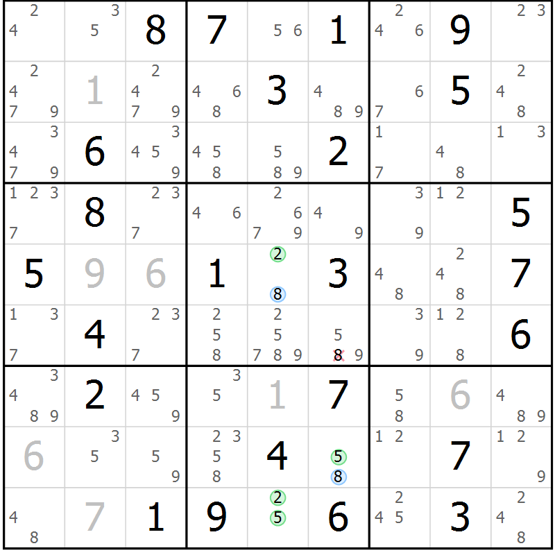 Position des candidats pour la solution de la Gr 76 page 79 du magazine de sudoku Suprême n° 027