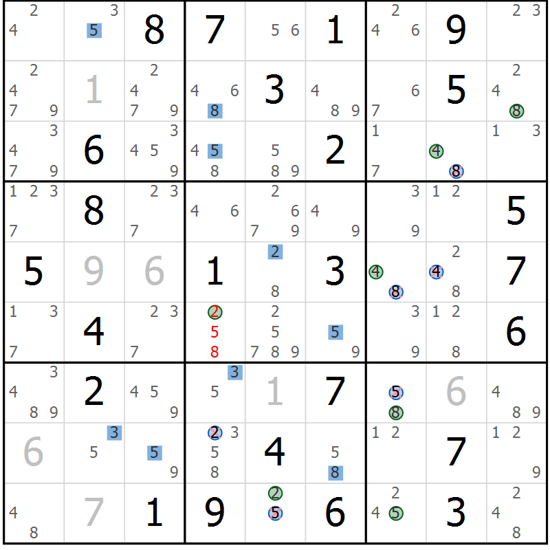 Position des candidats pour la solution de la Gr 76 page 79 du magazine de sudoku Suprême n° 027