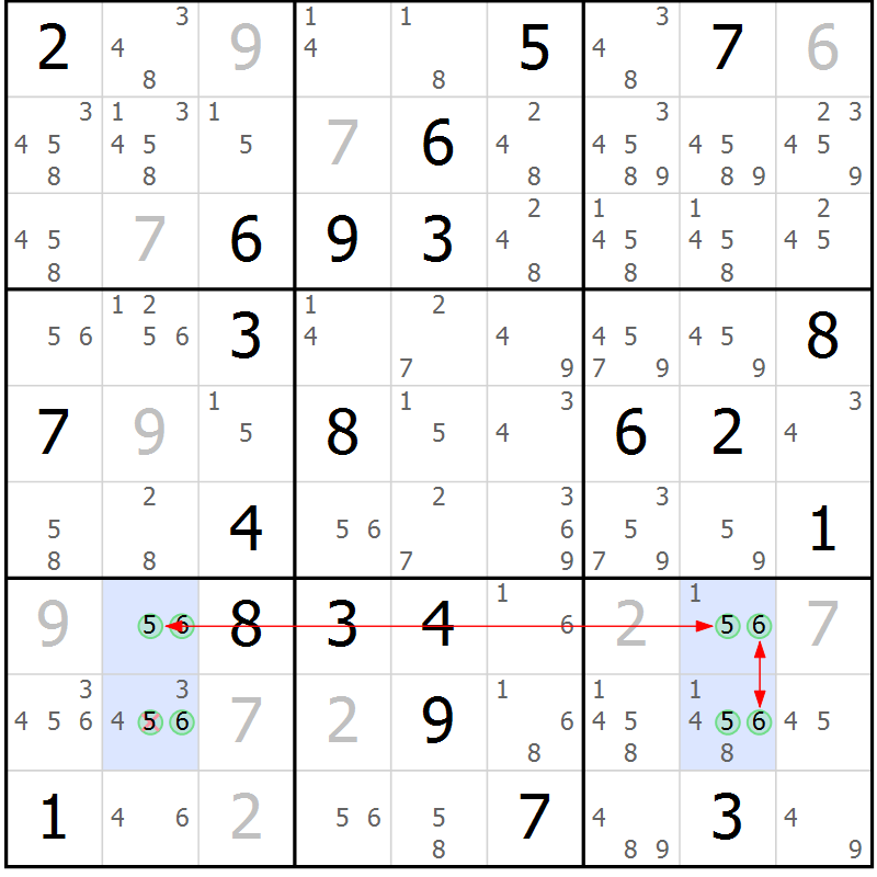 Position des candidats pour la solution de la Gr 8 page 11 du magazine de sudoku Suprême n° 027