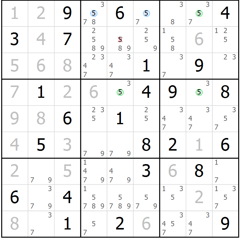 Position des candidats pour la solution de la Gr 81 page 84 du magazine de sudoku Suprême n° 027