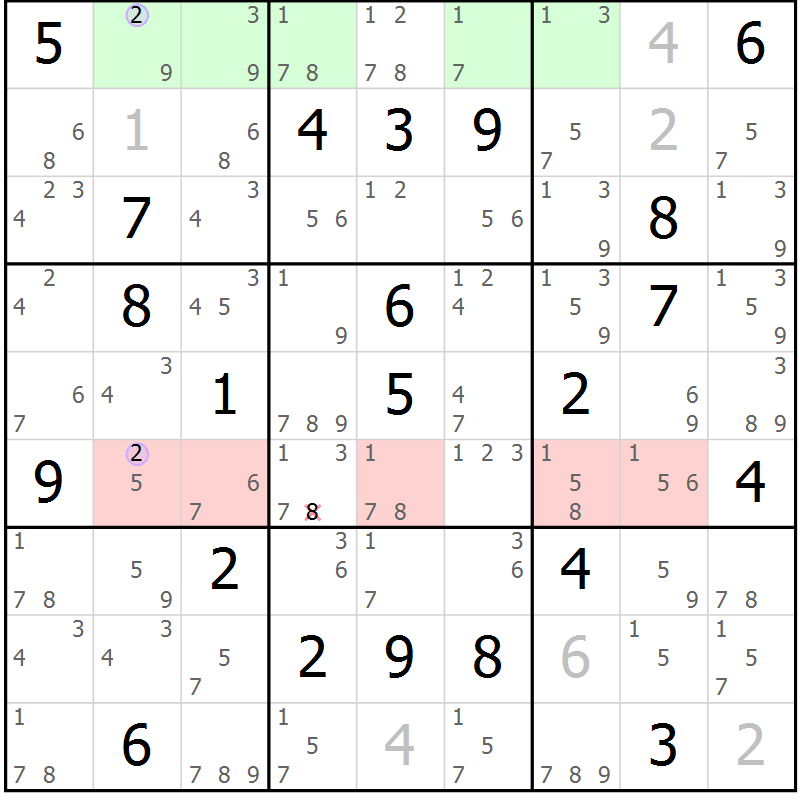 Position des candidats pour la solution de la Gr 1 page 4 du magazine de sudoku Suprême n° 028