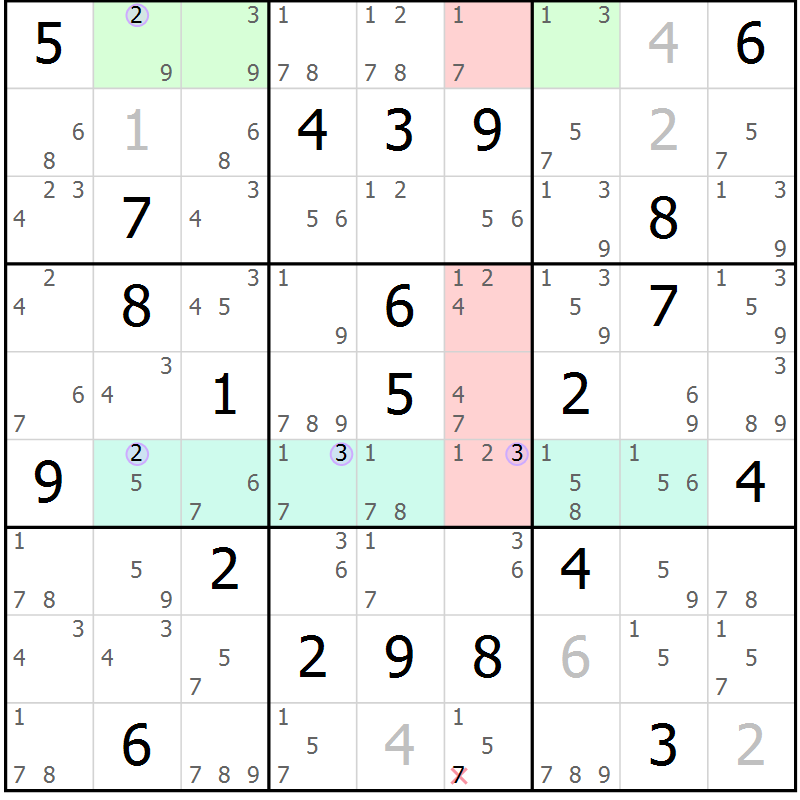 Position des candidats pour la solution de la Gr 1 page 4 du magazine de sudoku Suprême n° 028