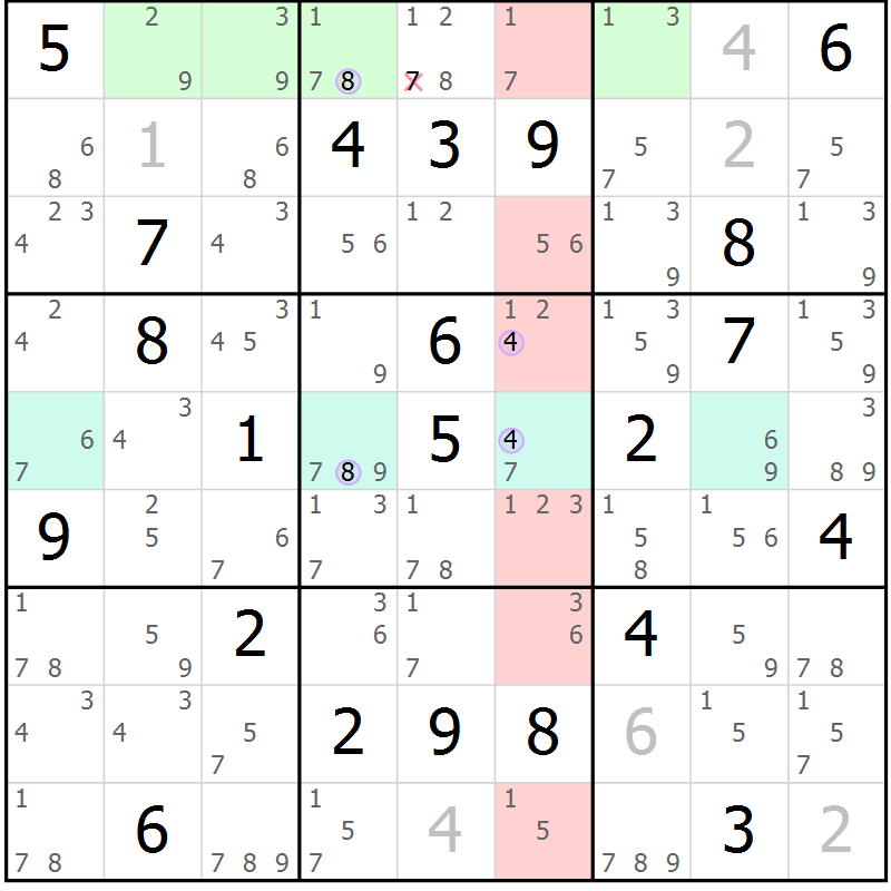 Position des candidats pour la solution de la Gr 1 page 4 du magazine de sudoku Suprême n° 028
