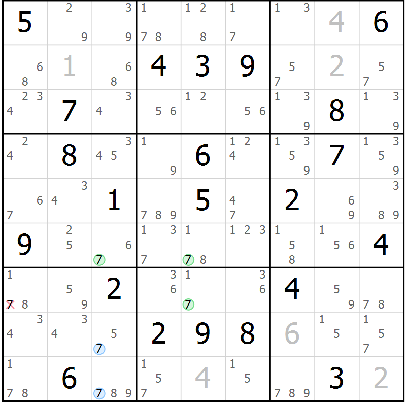Position des candidats pour la solution de la Gr 1 page 4 du magazine de sudoku Suprême n° 028
