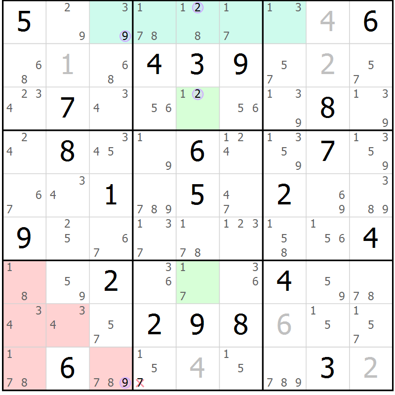 Position des candidats pour la solution de la Gr 1 page 4 du magazine de sudoku Suprême n° 028