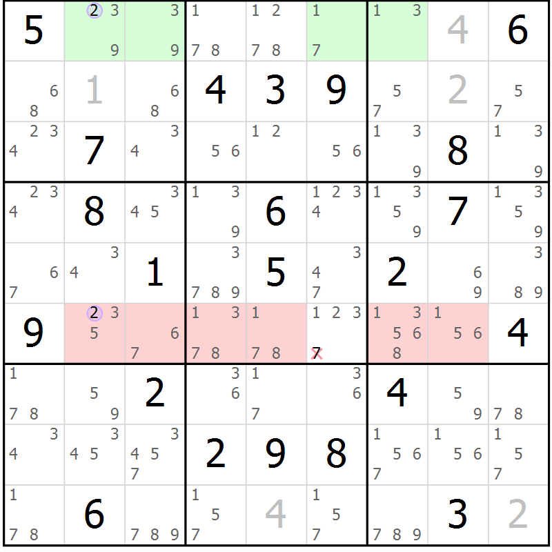 Position des candidats pour la solution de la Gr 1 page 4 du magazine de sudoku Suprême n° 028