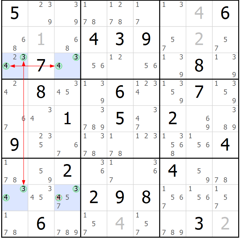 Position des candidats pour la solution de la Gr 1 page 4 du magazine de sudoku Suprême n° 028