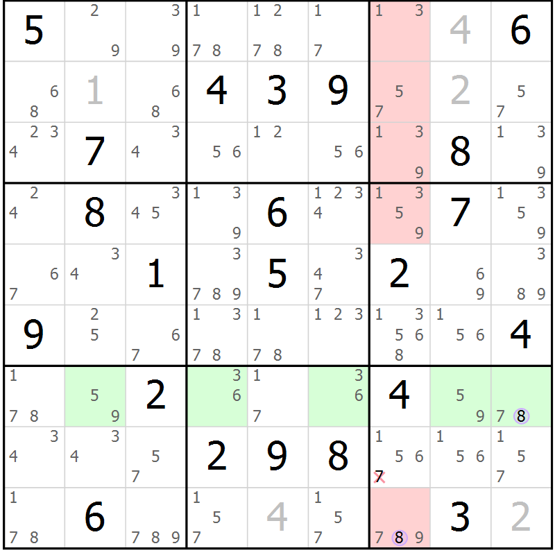 Position des candidats pour la solution de la Gr 1 page 4 du magazine de sudoku Suprême n° 028