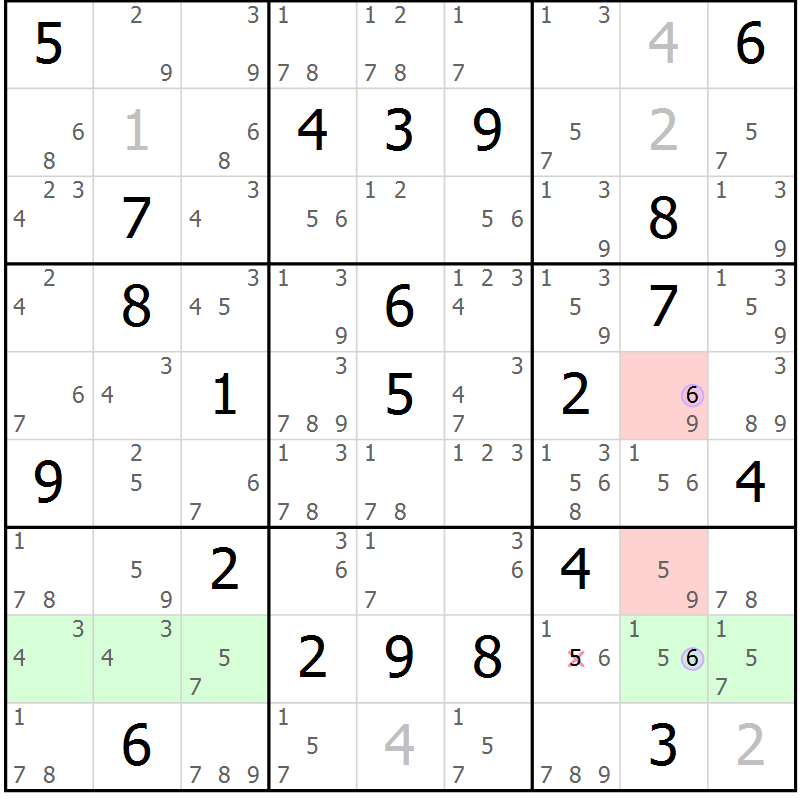 Position des candidats pour la solution de la Gr 1 page 4 du magazine de sudoku Suprême n° 028