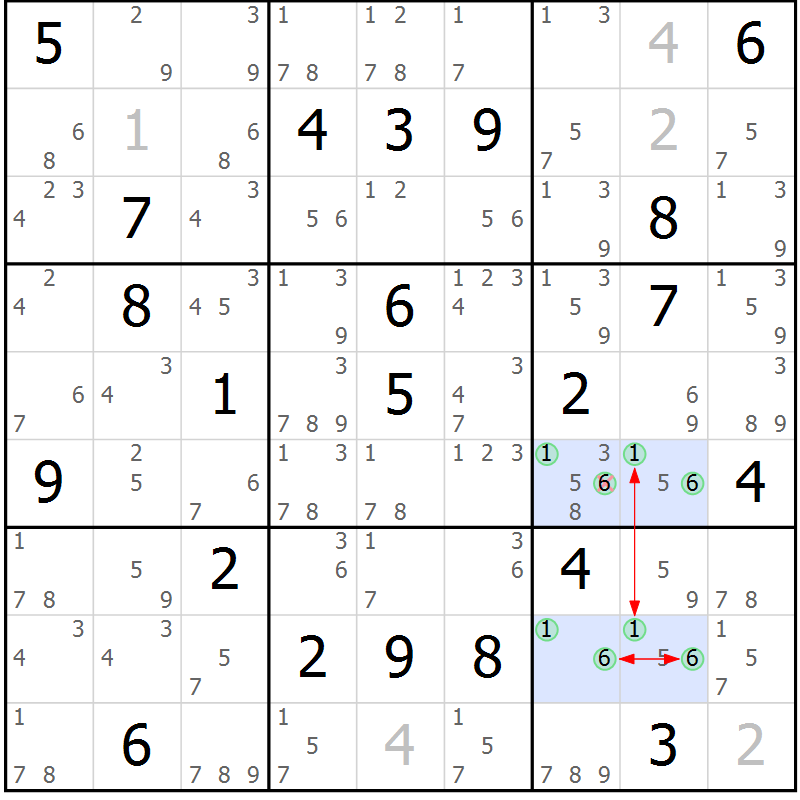 Position des candidats pour la solution de la Gr 1 page 4 du magazine de sudoku Suprême n° 028
