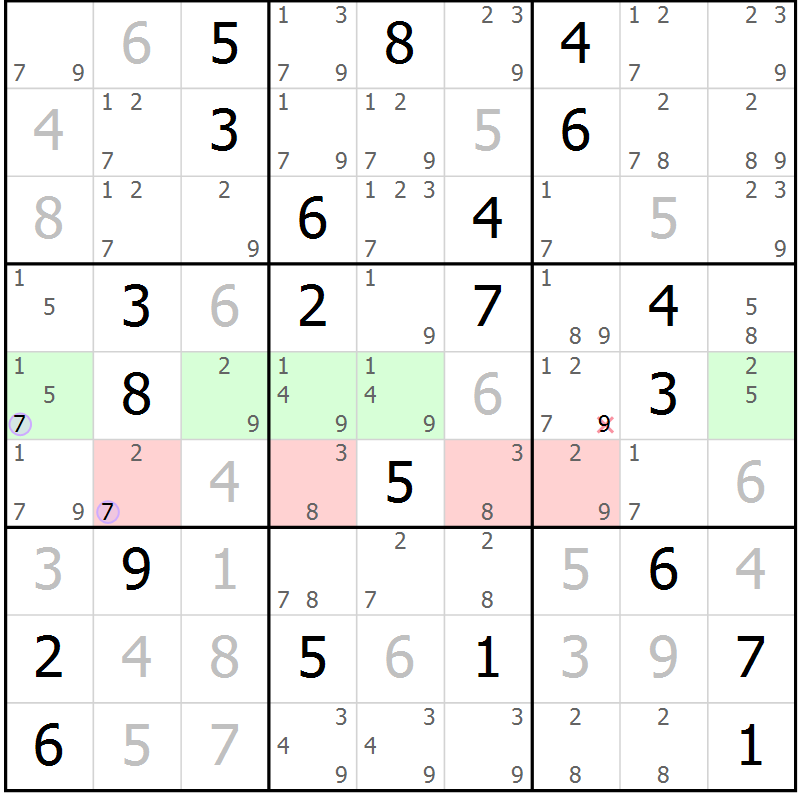 Position des candidats pour la solution de la Gr 11 page 14 du magazine de sudoku Suprême n° 028