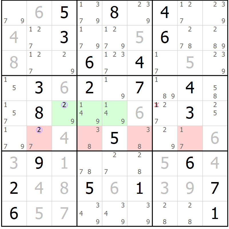 Position des candidats pour la solution de la Gr 11 page 14 du magazine de sudoku Suprême n° 028