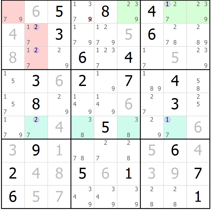 Position des candidats pour la solution de la Gr 11 page 14 du magazine de sudoku Suprême n° 028