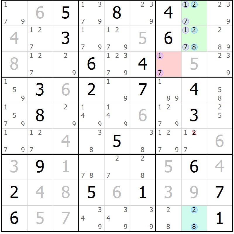 Position des candidats pour la solution de la Gr 11 page 14 du magazine de sudoku Suprême n° 028