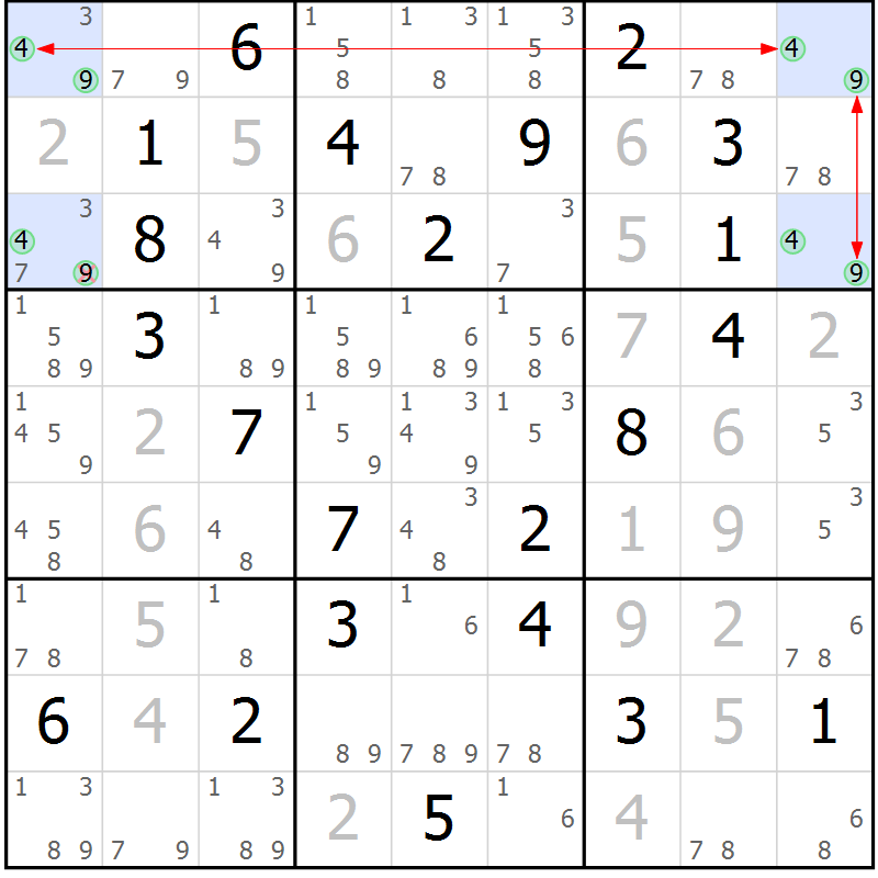 Position des candidats pour la solution de la Gr 12 page 15 du magazine de sudoku Suprême n° 028