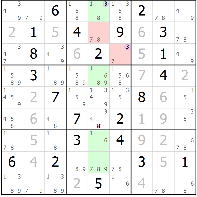 Position des candidats pour la solution de la Gr 12 page 15 du magazine de sudoku Suprême n° 028