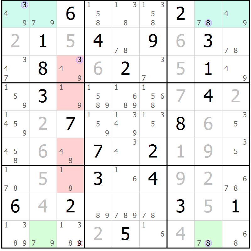 Position des candidats pour la solution de la Gr 12 page 15 du magazine de sudoku Suprême n° 028