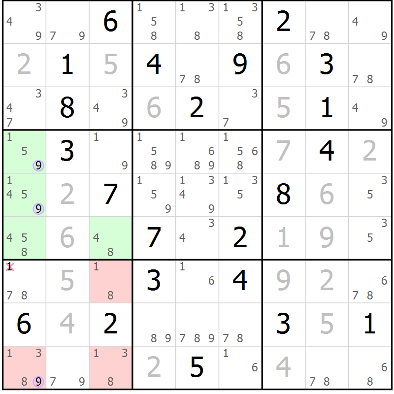 Position des candidats pour la solution de la Gr 12 page 15 du magazine de sudoku Suprême n° 028