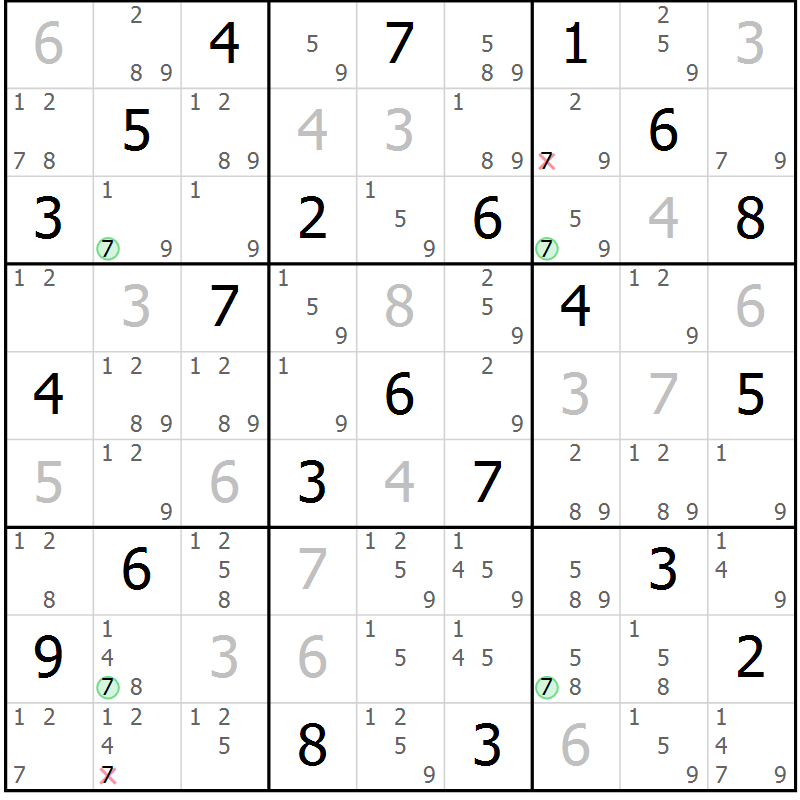 Position des candidats pour la solution de la Gr 13 page 16 du magazine de sudoku Suprême n° 028