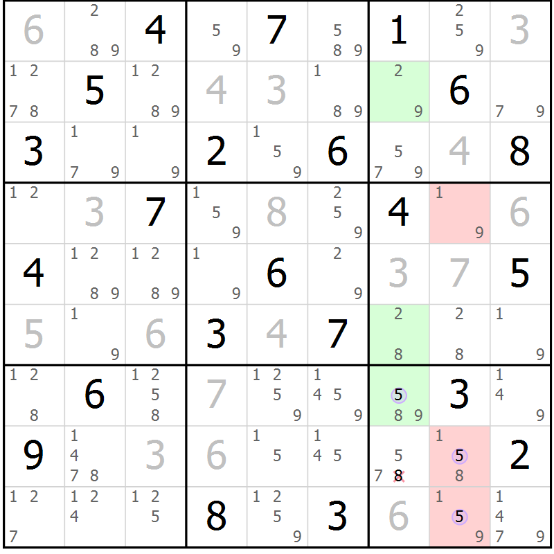 Position des candidats pour la solution de la Gr 13 page 16 du magazine de sudoku Suprême n° 028