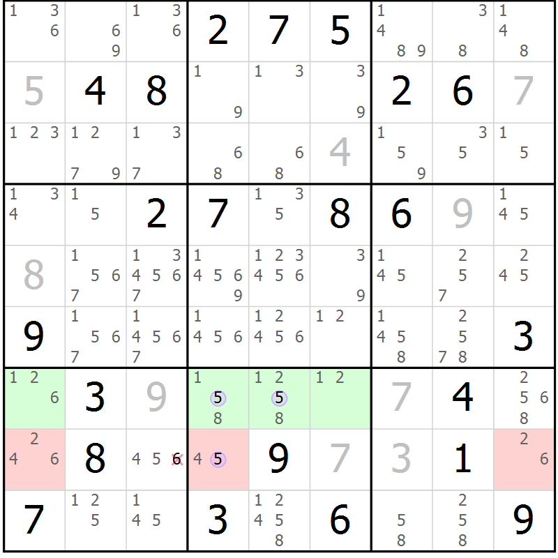 Position des candidats pour la solution de la Gr 14 page 17 du magazine de sudoku Suprême n° 028