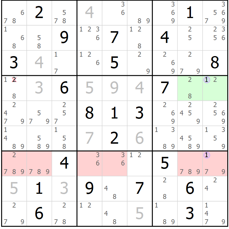 Position des candidats pour la solution de la Gr 15 page 18 du magazine de sudoku Suprême n° 028