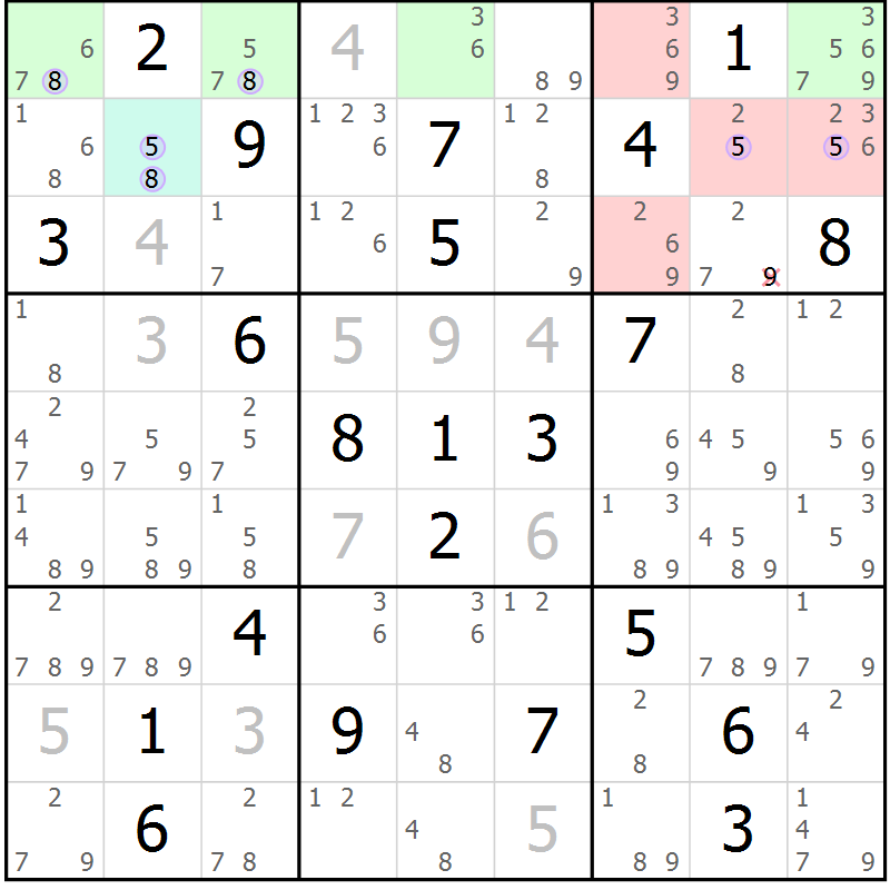 Position des candidats pour la solution de la Gr 15 page 18 du magazine de sudoku Suprême n° 028
