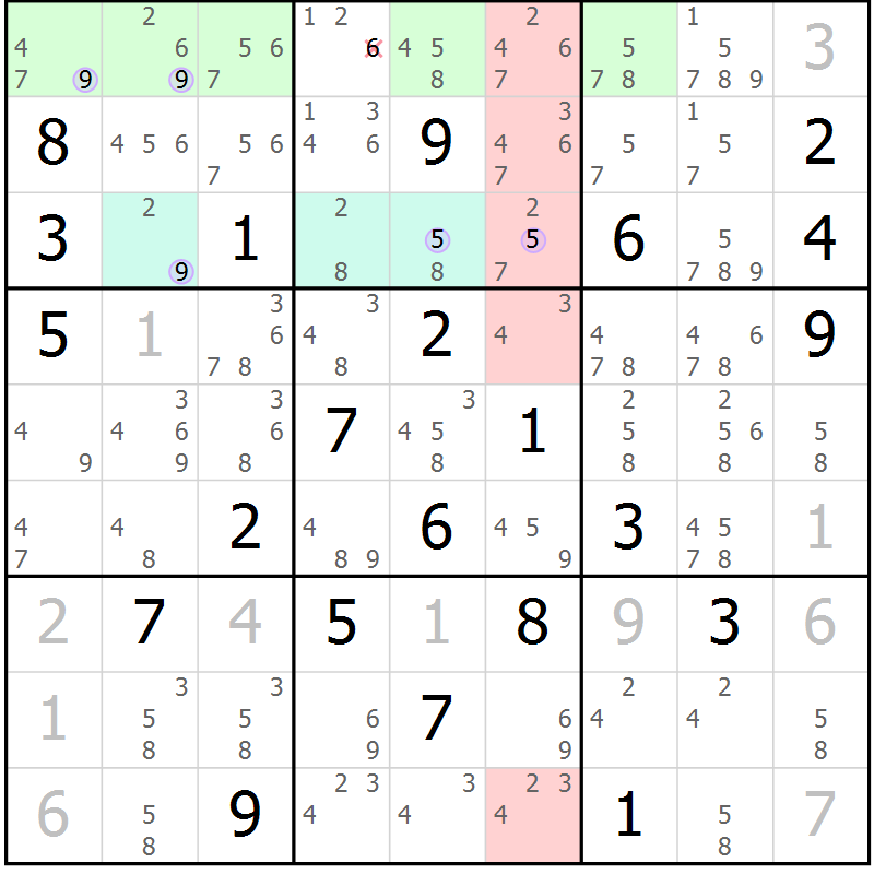 Position des candidats pour la solution de la Gr 17 page 20 du magazine de sudoku Suprême n° 028
