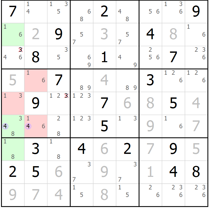 Position des candidats pour la solution de la Gr 18 page 21 du magazine de sudoku Suprême n° 028
