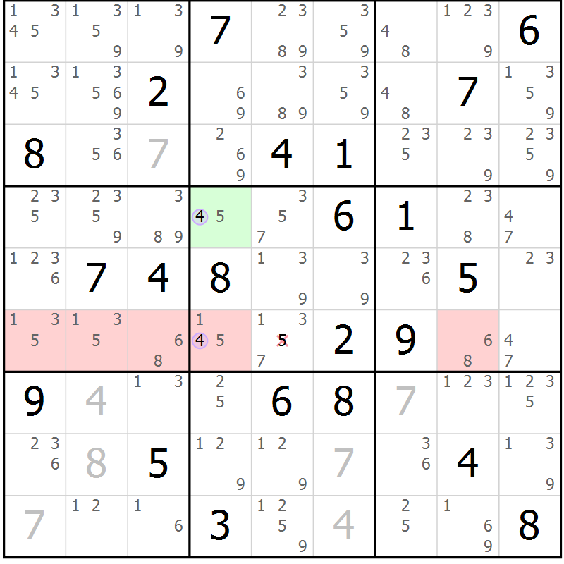Position des candidats pour la solution de la Gr 19 page 22 du magazine de sudoku Suprême n° 028