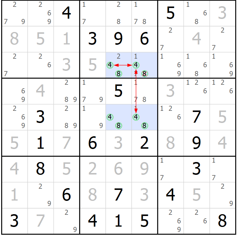 Position des candidats pour la solution de la Gr 2 page 5 du magazine de sudoku Suprême n° 028