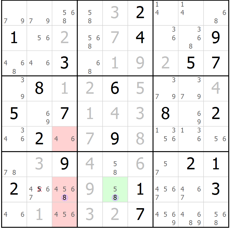 Position des candidats pour la solution de la Gr 20 page 23 du magazine de sudoku Suprême n° 028
