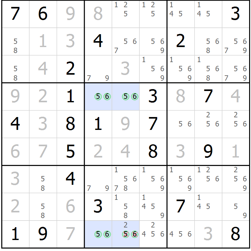 Position des candidats pour la solution de la Gr 21 page 24 du magazine de sudoku Suprême n° 028