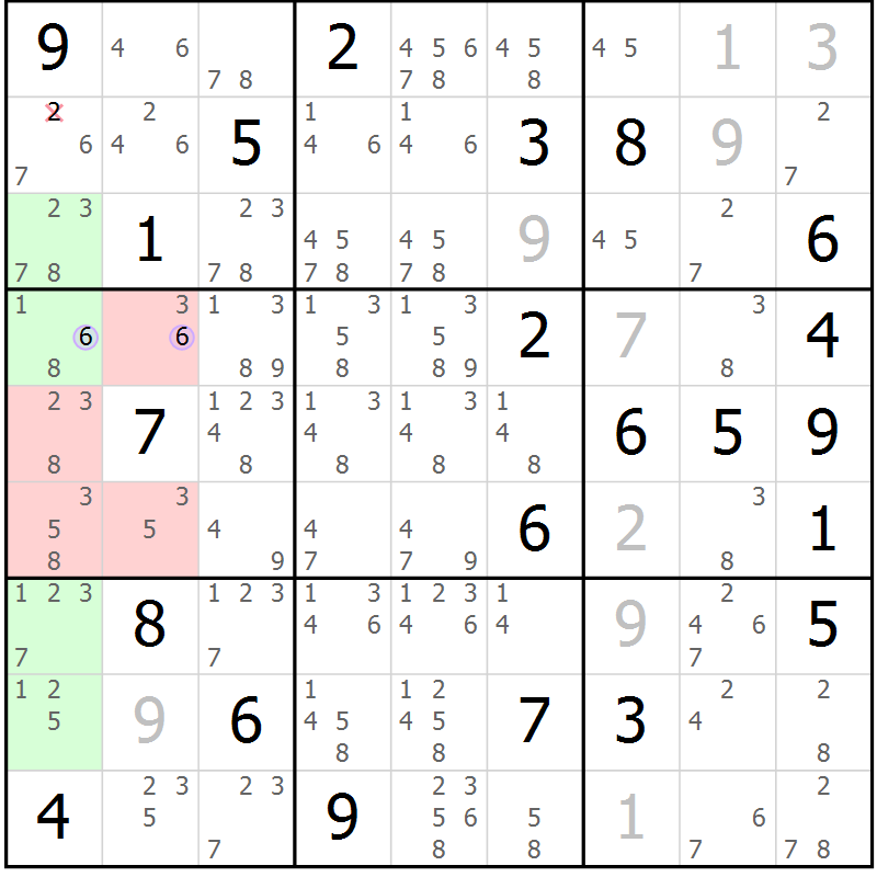Position des candidats pour la solution de la Gr 26 page 29 du magazine de sudoku Suprême n° 028